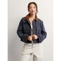 American Eagle Navy Cotton Regular Fit Jacket-picture-10