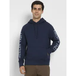 American Eagle Navy Cotton Regular Fit Printed Hooded Sweatshirt image 1