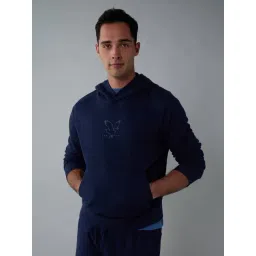 American Eagle Navy Cotton Regular Fit Printed Hoodie-picture-21