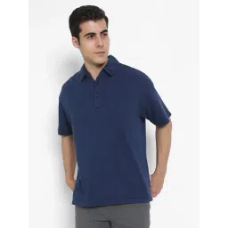 American Eagle Navy Cotton Regular fit Solid Polo T-Shirt-picture-17