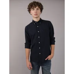 American Eagle Navy Cotton Regular fit Solid Shirt-picture-14