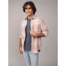 American Eagle Pink Cotton Regular Fit Checks Shirt-picture-17