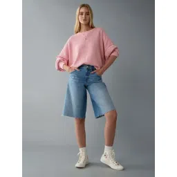 American Eagle Pink Loose Fit Textured Sweater-picture-32