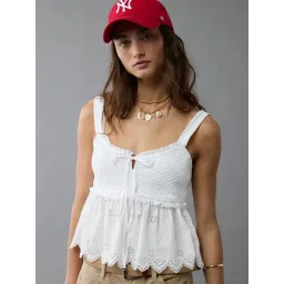 American Eagle White Cotton Regular Fit Embroidered Shirt-picture-20