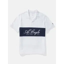 American Eagle White Cotton Regular Fit Polo T-Shirt image 3