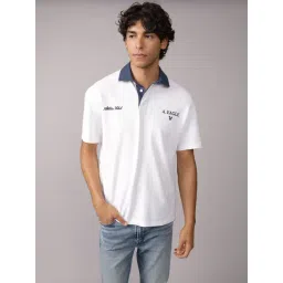 American Eagle White Cotton Regular Fit Printed Polo T-Shirt-picture-14
