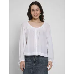 American Eagle White Cotton Regular Fit Top-picture-33