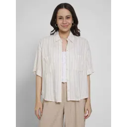 American Eagle White Loose Fit Striped Shirt-picture-40