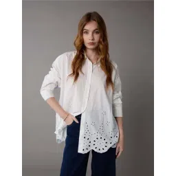 American Eagle White Regular Fit Embroidered Shirt-picture-35