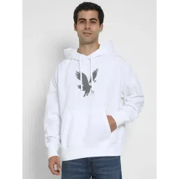 American Eagle White Regular Fit Printed Hooded Sweatshirt-picture-23