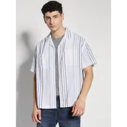 American Eagle White Regular Fit Striped Shirt-picture-30