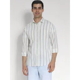 American Eagle White Regular Fit Striped Shirt-picture-14