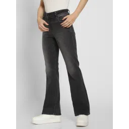 American Eagle Women Black Next Level Low-Rise Kick Bootcut Jeans image 3