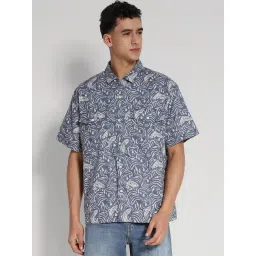 american eagle outfitters American Eagle Blue Cotton Regular Fit Printed Shirt-picture-40