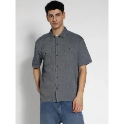 american eagle outfitters American Eagle Navy Cotton Regular Fit Printed Shirt-picture-22