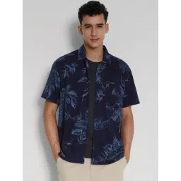 american eagle outfitters American Eagle Navy Cotton Regular Fit Printed Shirt-picture-26