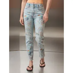 American Eagle Outfitters Blue Blended Printed Mid Rise Jeans-picture-11