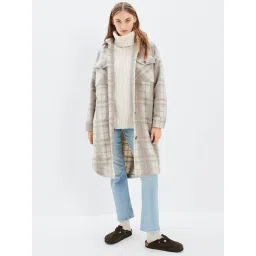 American Eagle Outfitters Grey & Beige Chequered Shacket-picture-45