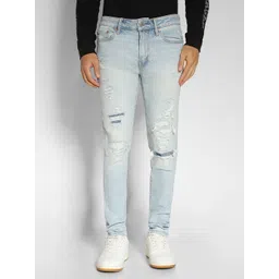 AMERICAN EAGLE OUTFITTERS Men Blue Skinny Fit Mildly Distressed Heavy Fade Jeans-picture-16