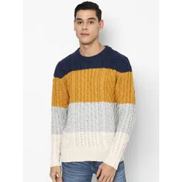 AMERICAN EAGLE OUTFITTERS Men Grey & Blue Cable Knit Pullover-picture-36