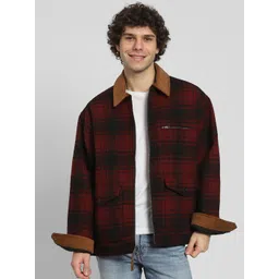 AMERICAN EAGLE OUTFITTERS Men Spread Collar Checked Casual Bomber Jacket-picture-37