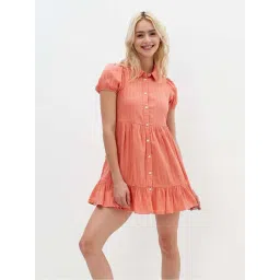 American Eagle Outfitters Orange Self Pattern A-Line Dress-picture-12