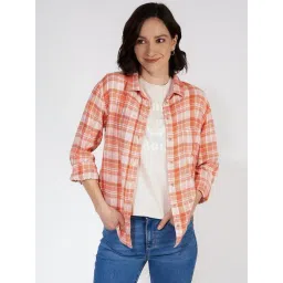 American Eagle Outfitters Peach Chequered Shirt-picture-40