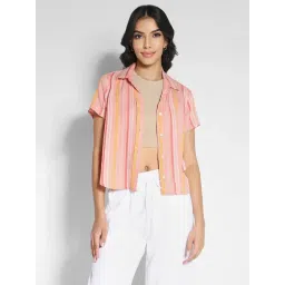 American Eagle Outfitters Peach Striped Shirt-picture-30