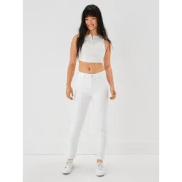 American Eagle Outfitters White Cotton Mid Rise Jeans-picture-31