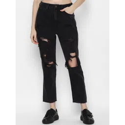 AMERICAN EAGLE OUTFITTERS Women Black Slim Fit Highly Distressed Jeans-picture-31