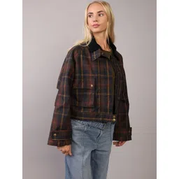 AMERICAN EAGLE OUTFITTERS Women Checked Open Front Jacket-picture-29