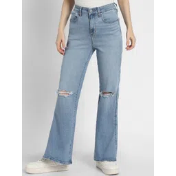 AMERICAN EAGLE OUTFITTERS Women Flared Mid-Rise Slash Knee Jeans-image-27
