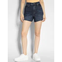 AMERICAN EAGLE OUTFITTERS Women Mid-Rise Above Knee Washed Denim Shorts image 1