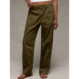 AMERICAN EAGLE OUTFITTERS Women Solid Straight Fit Mid-Rise Regular Trousers-image-44