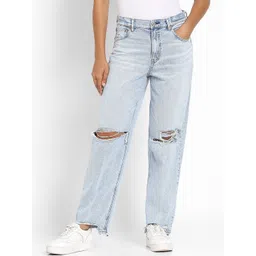 AMERICAN EAGLE OUTFITTERS Women Straight Fit Mid-Rise Highly Distressed Heavy Fade Jeans-image-35