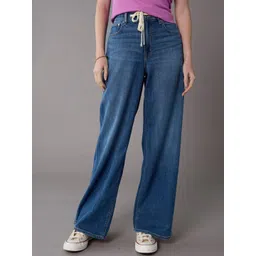 AMERICAN EAGLE OUTFITTERS Women Wide Leg Mid-Rise Drawstring Jeans-image-33