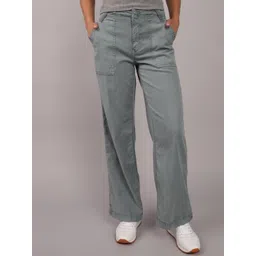 AMERICAN EAGLE OUTFITTERS Women Wide Leg Mid-Rise Organic Cotton Trousers-picture-33