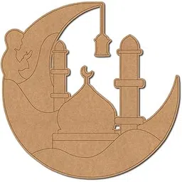 American Elm 2 Pcs Moon Mosque Islamic MDF Base 20.3×19.8 cm | Pre Marked Wooden Craft Board for Eid Decor, Ramadan DIY Painting & Islamic Home Decoration-picture-10