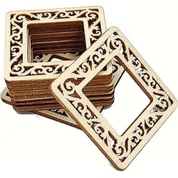 American Elm 20 pcs Square Wooden Embellishments Intricate Pattern MDF Cutouts DIY Photo Frames, Wedding Decor, Scrapbooking Good Craft Supplies image 1