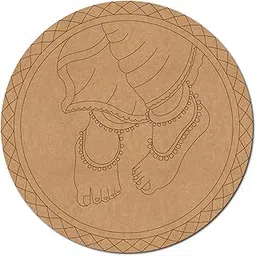 American Elm Wooden Krishna Paduka Pre-Marked MDF Cutouts|Unfinished Craft Shapes | DIY Painting, Home Décor| Art & Craft Projects | Spiritual Hindu Gift for Janmashtami & Festive Decor-picture-11