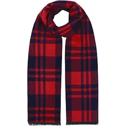 american trends Mens Winter Warm Cashmere Scarf Plaid Tassel Scarf for Men Soft Long Cotton Scarves, Red & Black, One Size-picture-10