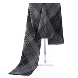 american trends Mens Winter Warm Cashmere Scarf Plaid Tassel Scarf for Men Soft Long Cotton Scarves, Z Black & Grey Diamond3, One Size image 3