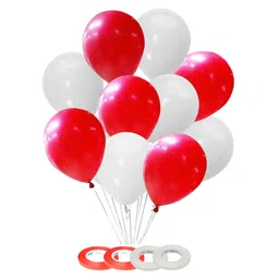 AMFIN Beautiful Royal Metallic Balloons Red & White - Pack of 100-picture-21