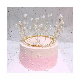 Amfin Crown Shape Cake Topper - White & Gold-picture-15