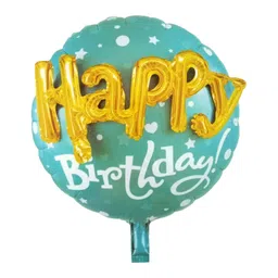 AMFIN Happy Birthday 3D Round Foil Balloon Blue / 3D Happy Birthday Printed on Blue Round Shape Foil Balloon For Party Decoration, Birthday Decoration, Kids Decoration - Blue-picture-13