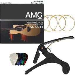 amg music Acoustic Guitar String with Guitar Capo and 5 picks for Acoustic Electric Guitar Clutch Guitar Capo-picture-11