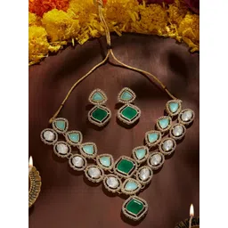 AMI Gold Plated American Diamond Jewellery Set-picture-20