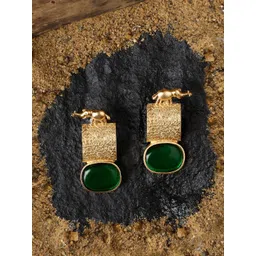 AMI Gold Plated Artificial Stones Studded Contemporary Drop Earrings-picture-35