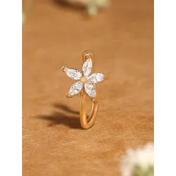 AMI Gold-Plated Cubic Zirconia-Studded Floral Clip On Contemporary Nosepin-picture-19