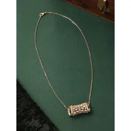 AMI Rose Gold-Plated Contemporary Cubic Zirconia Studded Pendant With Chain-picture-15